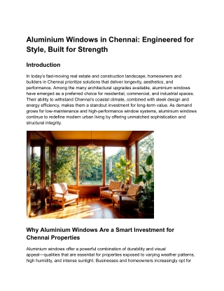 Aluminium Windows in Chennai_ Engineered for Style, Built for Strength