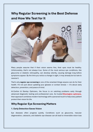 Power of Early Screening: What We Check and Why It Matters