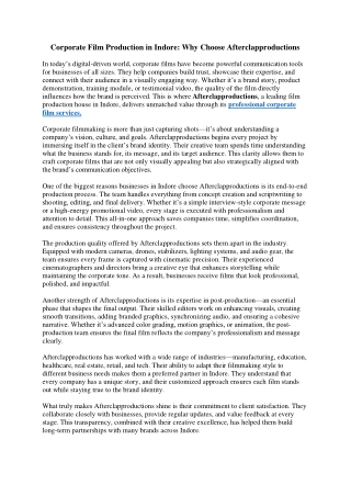 Corporate Film Production in Indore Why Choose Afterclapproductions