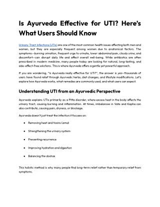 Is Ayurveda Effective for UTI_ Here’s What Users Should Know