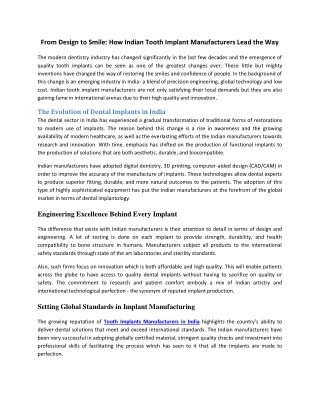 How Indian Tooth Implant Manufacturers Lead the Way