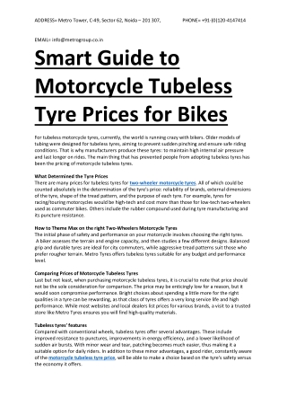Smart Guide to Motorcycle Tubeless Tyre Prices for Bikes
