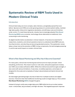 Systematic Review of RBM Tools Used in Modern Clinical Trial