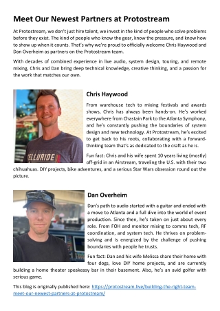 Meet Our Newest Partners at Protostream