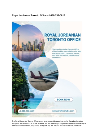 Royal Jordanian Toronto Office  1-888-738-0817