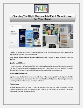 Choosing The Right Hydrocolloid Patch Manufacturer For Your Brand
