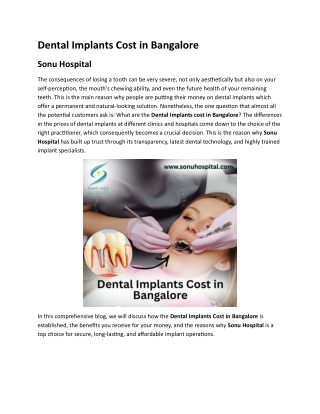 Dental Implants Cost in Bangalore
