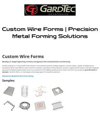 Custom Wire Forms  Precision Metal Forming Solutions