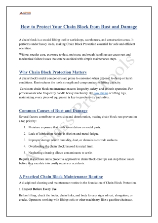 How to Protect Your Chain Block from Rust and Damage
