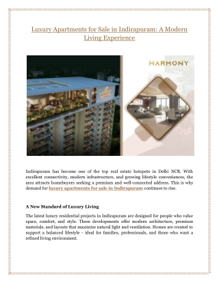 Luxury Apartments for Sale in Indirapuram- A Modern Living Experience