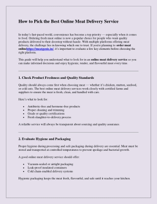 How to Pick the Best Online Meat Delivery Service