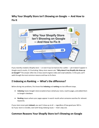 Why Your Shopify Store Isn’t Showing on Google