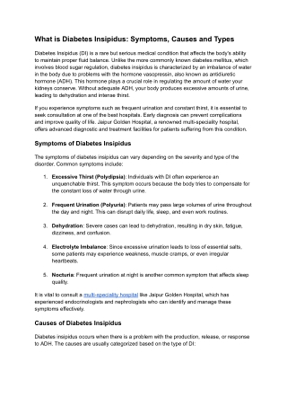 What is Diabetes Insipidus: Symptoms, Causes and Types