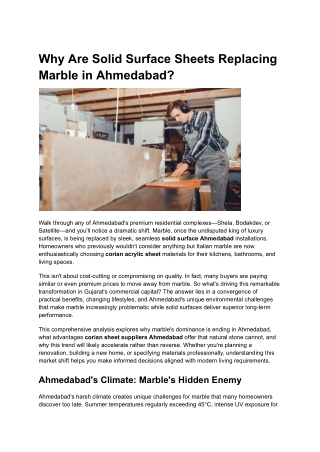 Why Are Solid Surface Sheets Replacing Marble in Ahmedabad_