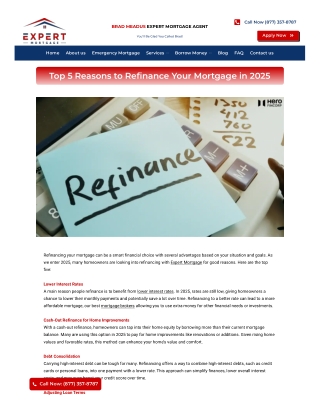 Top 5 Reasons to Refinance Your Mortgage in 2025
