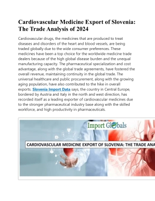 Cardiovascular Medicine Export of Slovenia: The Trade Analysis of 2024