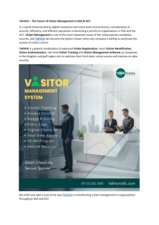 TekVisit – The Future of Visitor Management in KSA & GCC