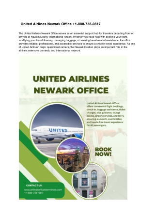 United Airlines Newark Office  1-888-738-0817