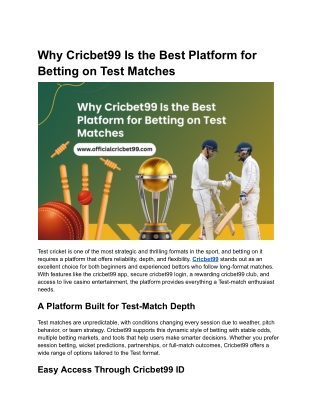 Why Cricbet99 Is the Best Platform for Betting on Test Matches (2)