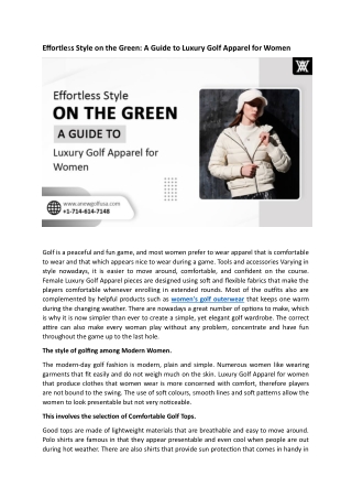 Effortless Style on the Green A Guide to Luxury Golf Apparel for Women