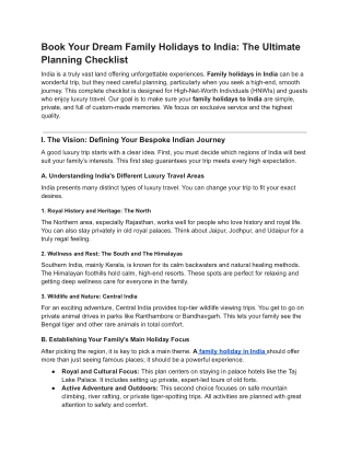 family holidays to india