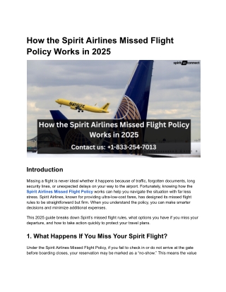 How the Spirit Airlines Missed Flight Policy Works in 2025