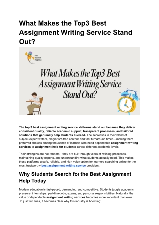 What Makes the Top3 Best Assignment Writing Service Stand Out