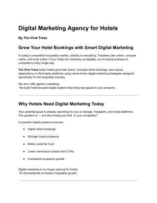 Digital Marketing Agency for Hotels
