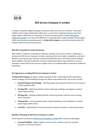 SEO Service Company in London