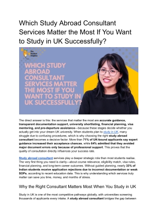 Which Study Abroad Consultant Services Matter the Most If You Want to Study in UK Successfully