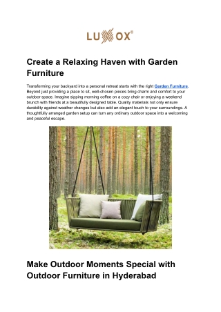 Create a Relaxing Haven with Garden Furniture