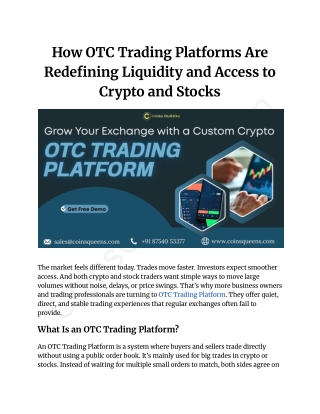 How OTC Trading Platforms Are Redefining Liquidity and Access to Crypto and Stocks