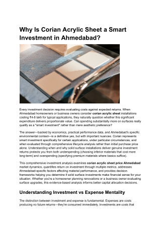 Why Is Corian Acrylic Sheet a Smart Investment in Ahmedabad_