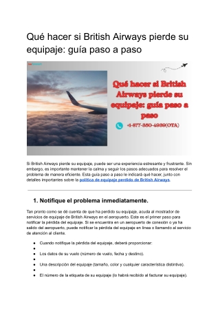 Qué hacer si British Airways pierde su equipaje: guía paso a paso