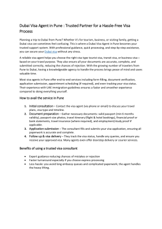 Easy Dubai Visa Approvals in Pune