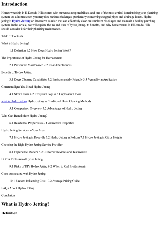 El Dorado Hills Homeowners: Discover the Power of Hydro Jetting