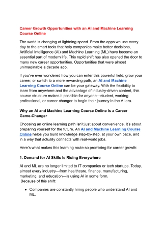 Career Growth Opportunities with an AI and Machine Learning Course Online