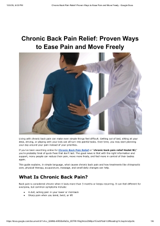 Chronic Back Pain Relief: Proven Ways to Ease Pain and Move Freely
