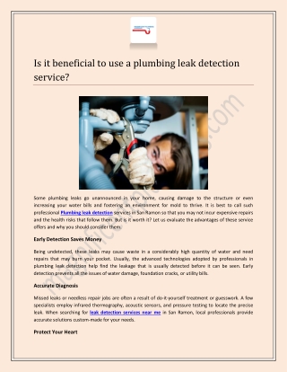 Is it beneficial to use a plumbing leak detection service