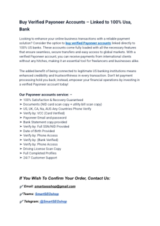100 Top Places to Buy Verified Payoneer Accounts