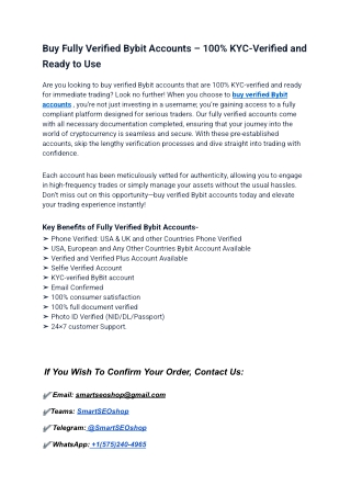 100 Top Places to Buy Verified Bybit Accounts