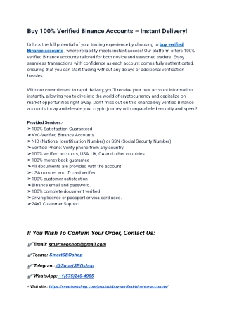 100 Top Places to Buy Verified Binance Accounts