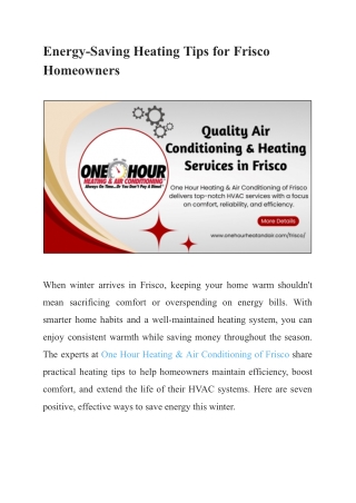 One Hour Heating & Air Conditioning of Frisco | Fast & Reliable HVAC Services