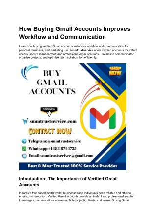 How Buying Gmail Accounts Improves Workflow and Communication