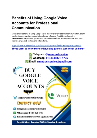 Benefits of Using Google Voice Accounts for Professional Communication
