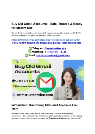 Buy Old Gmail Accounts – Safe, Trusted & Ready for Instant Use
