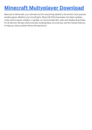 Minecraft Multyplayer Download