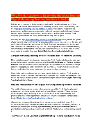 Why Prinik Academy Is Becoming the Most Trusted Digital Marketing Training Insti
