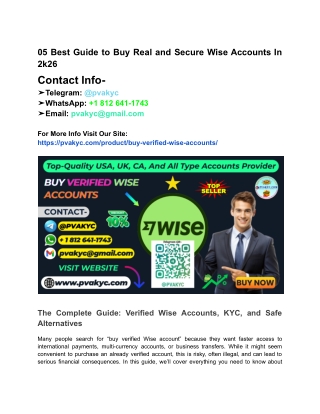 05 Best Guide to Buy Real and Secure Wise Accounts In 2k26