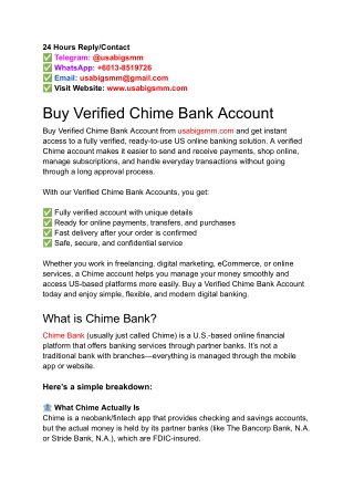Buy Verified Chime Bank Account—Secure US Online Banking for Freelancers & Businesses